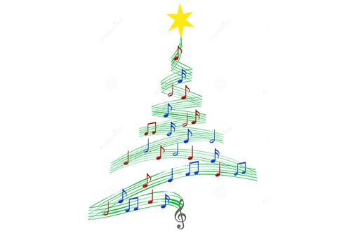 Christmas tree with music notes