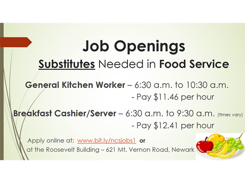 Food Service Substitute Job Openings