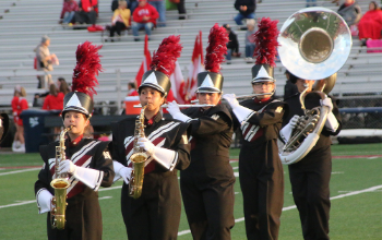The Pride of Newark performs pre-game music at the Homecoming football game.
